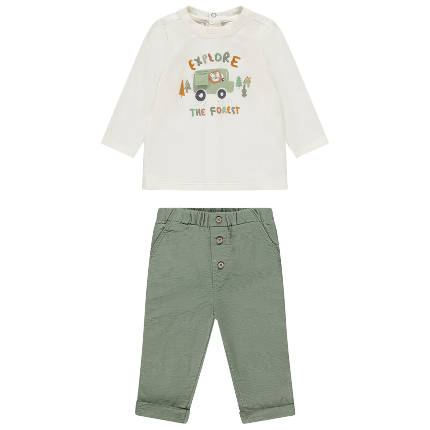 Ensemble pantalon + t-shirt manches longues fantaisie pour bébé garçon 
