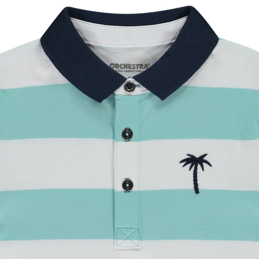 Polo manches courtes rayé broderie palmier pour garçon 
