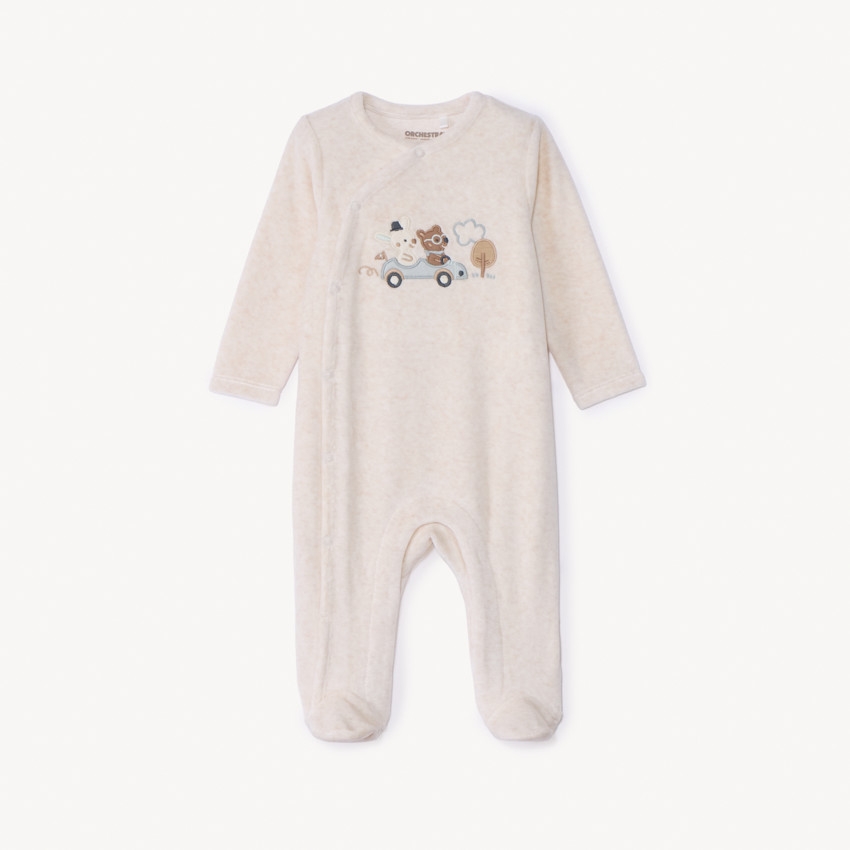Velours romper met auto-patch voor jongens 