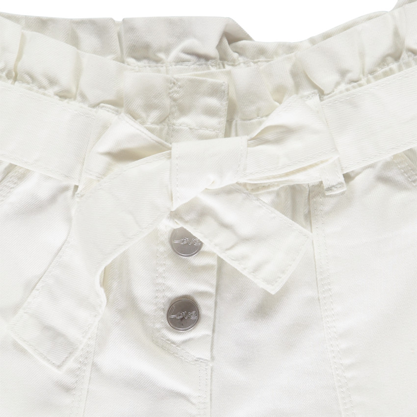 Short paperbag en twill avec ceinture à nouer fille 