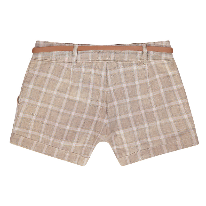 Junior - Short à carreaux et ceinture en simili cuir 