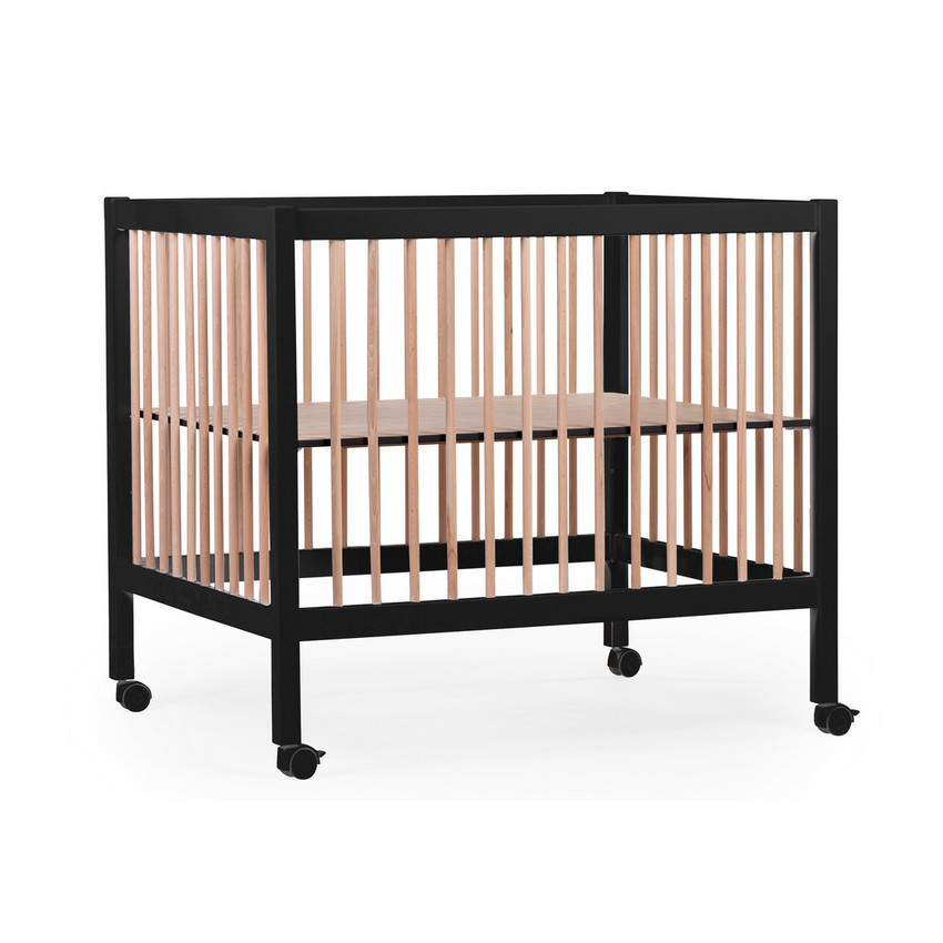 Park 97 in hout + wielen - Zwart/Natuur kleur 