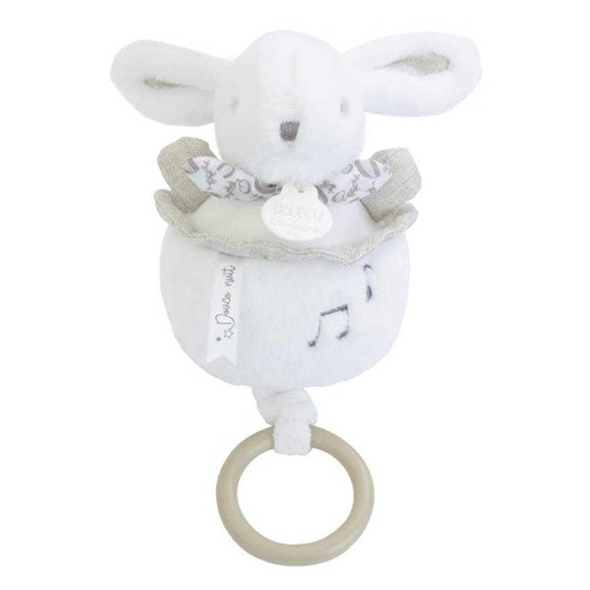 Peluche lapin doudou boîte à musique Blanc 