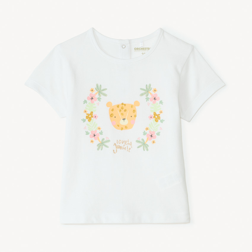 T-shirt manches courtes print fantaisie pailleté pour bébé fille 