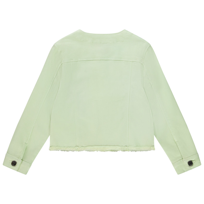 Jas van jeans met ronde hals en franjes voor meisjes 