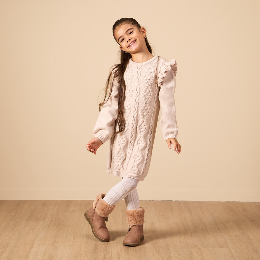 Gebreide jurk met ruches voor meisjes 