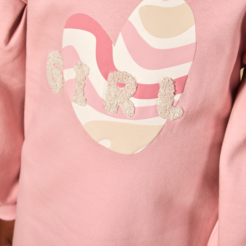 Robe uni à manches tombantes avec print bouclette pour fille 