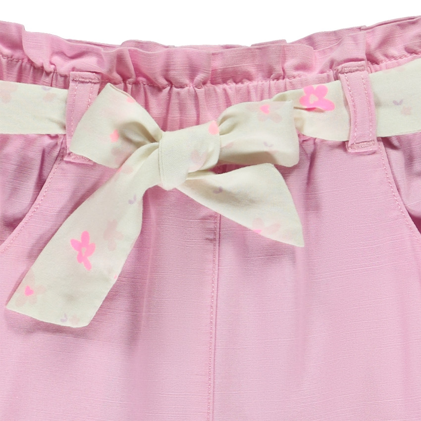 Pantalon van stof met bedrukte riem voor meisjes 