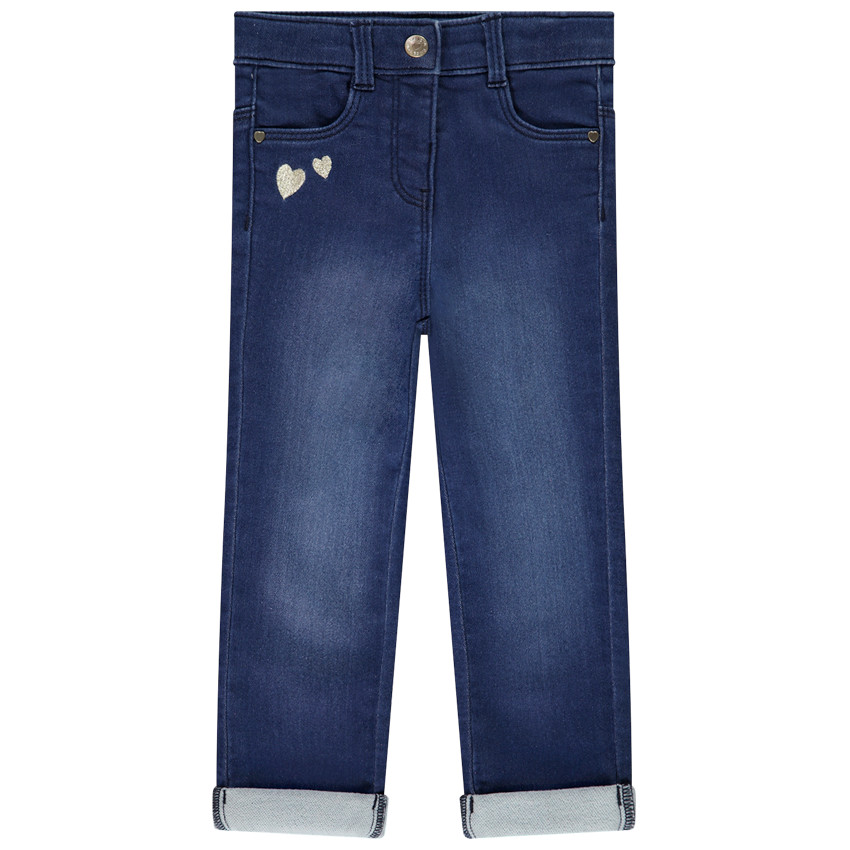 Slim jeans met geborduurde harten voor baby meisje 