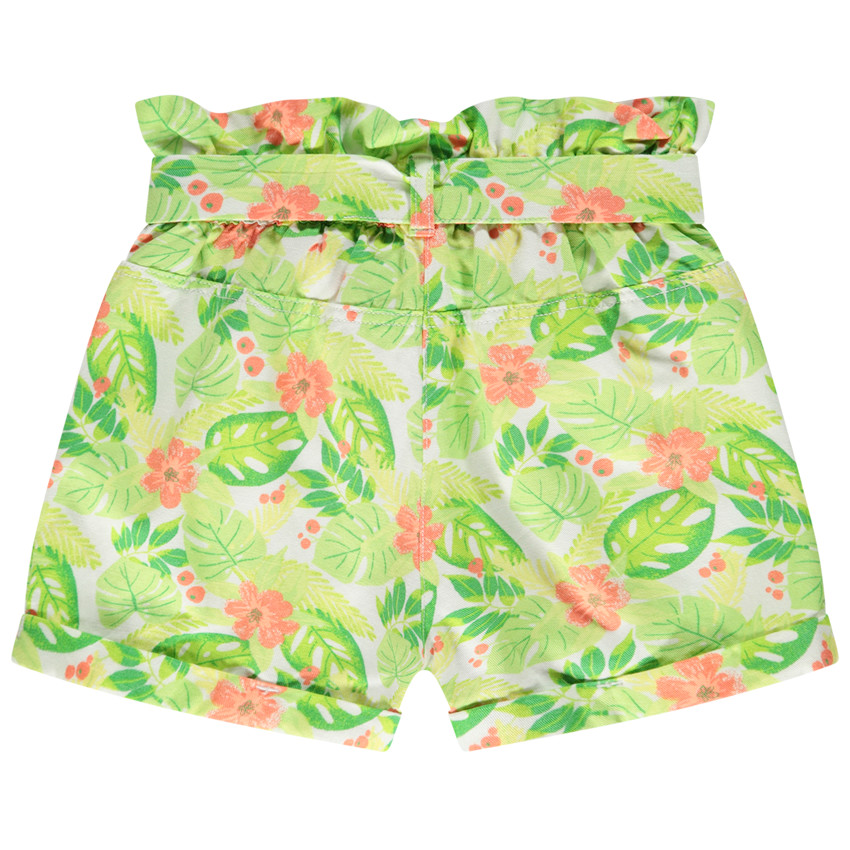 Short en toile imprimé tropical pour fille 