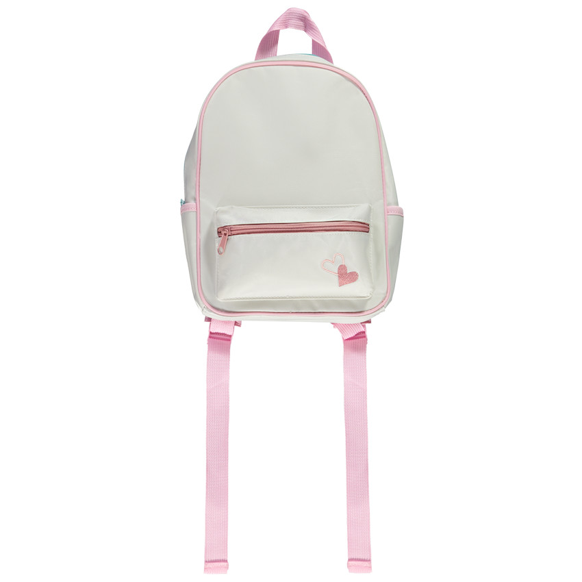 Waterafstotende rugzak met hartjesborduursel voor meisjes. 