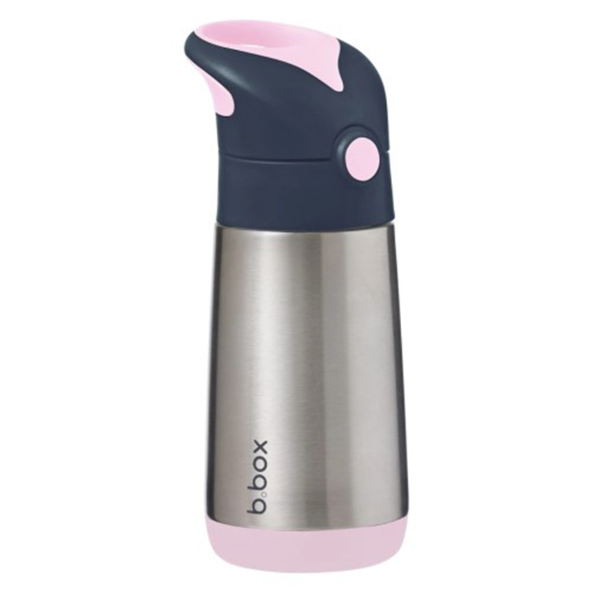 Gourde Isotherme 350ml avec paille silicone Rose 12m+ 