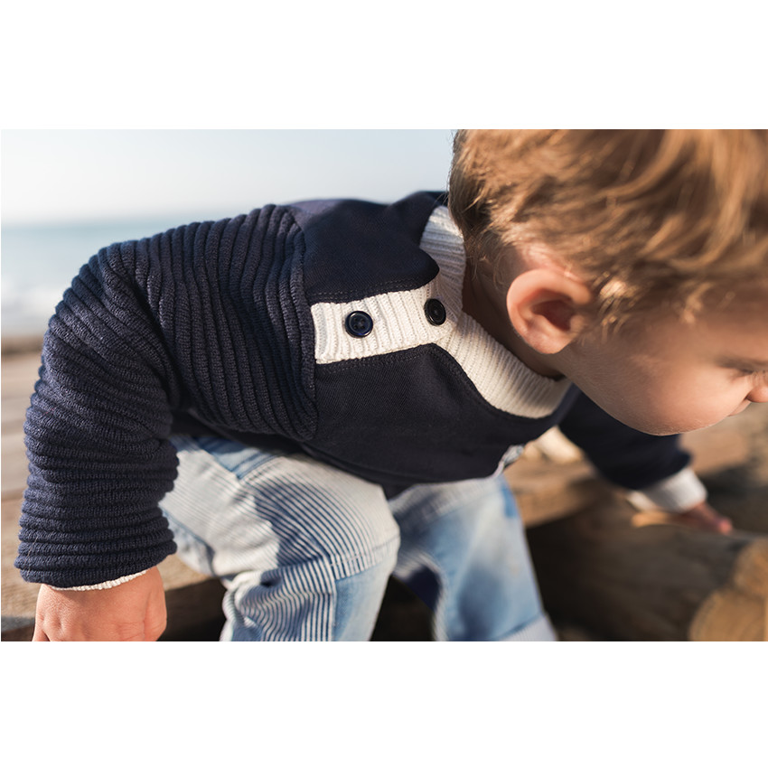 Trui van tricot matrozenmodel met patch met boot van tricot 