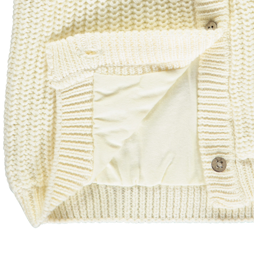 Gilet en tricot perlé avec capuche ludique pour bébé fille 