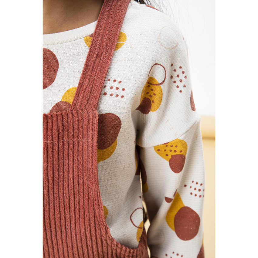 Robe salopette en velours côtelé pour enfant fille 