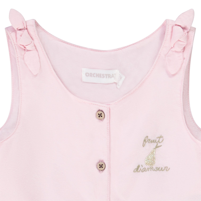 Combinaison courte unie avec broderie pour bébé fille 