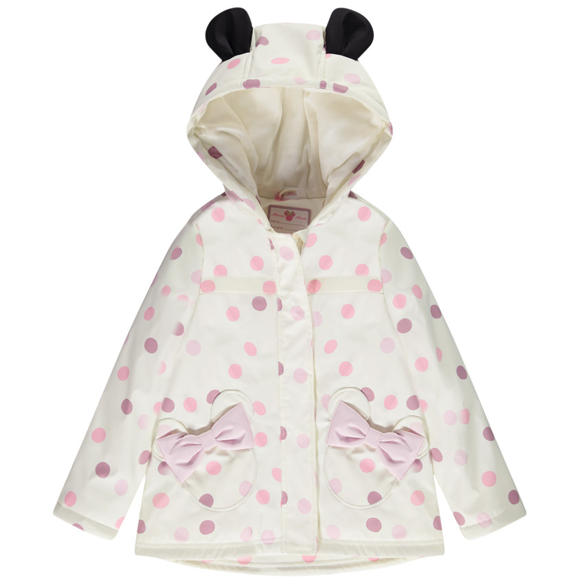 Parka gomme à capuche fantaisie Minnie Disney imprimé pois pour fille 