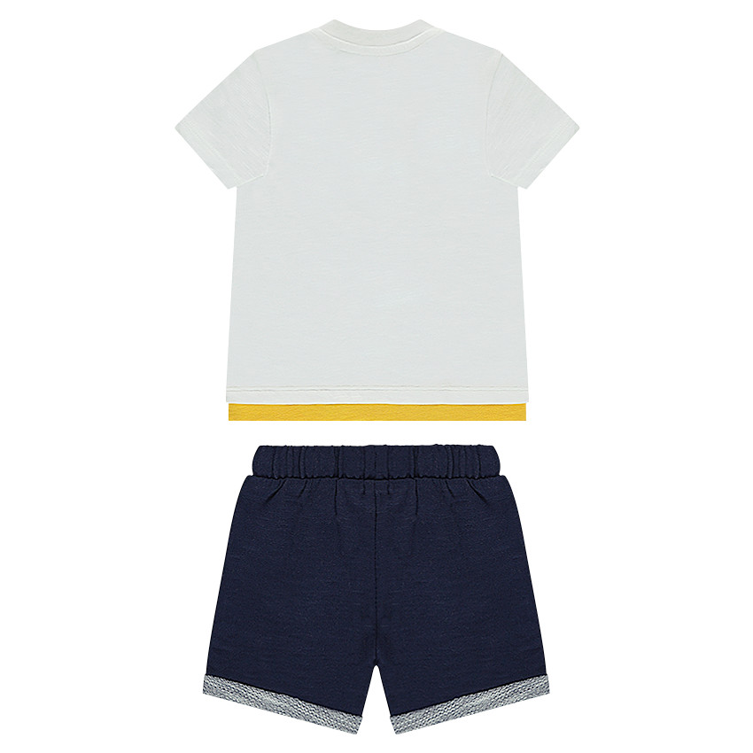 Ensemble avec tee-shirt print éléphant et short en molleton fin 