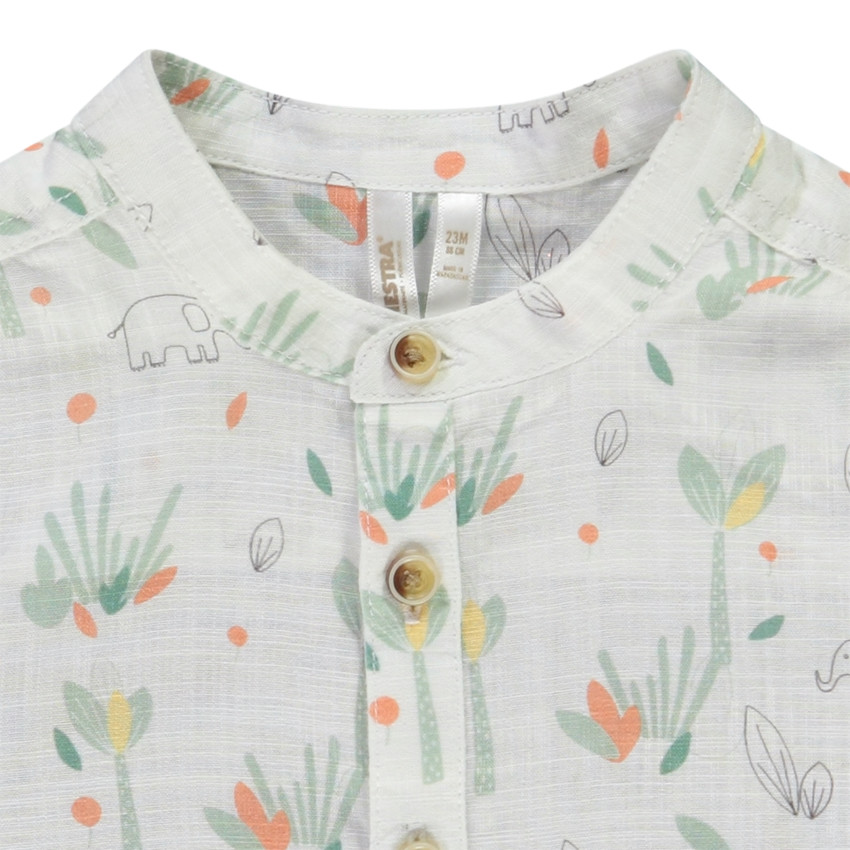 Hemd korte mouwen mao kraag jungle print voor baby jongen 