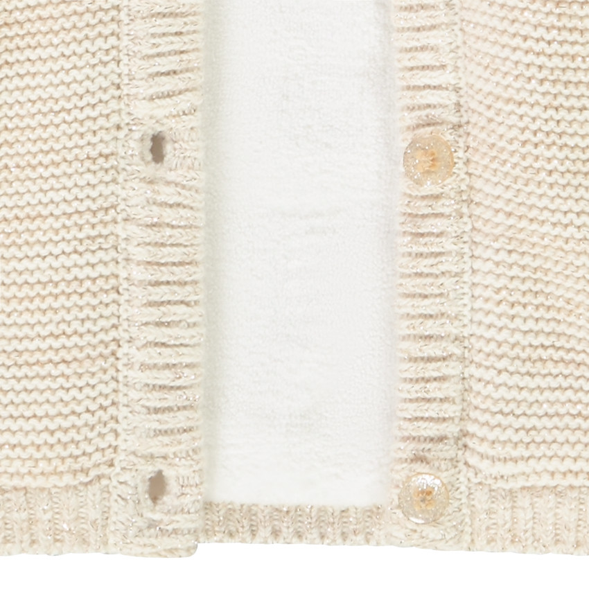 Veste en tricot point mousse avec capuche et broderie coeur pour bébé fille 