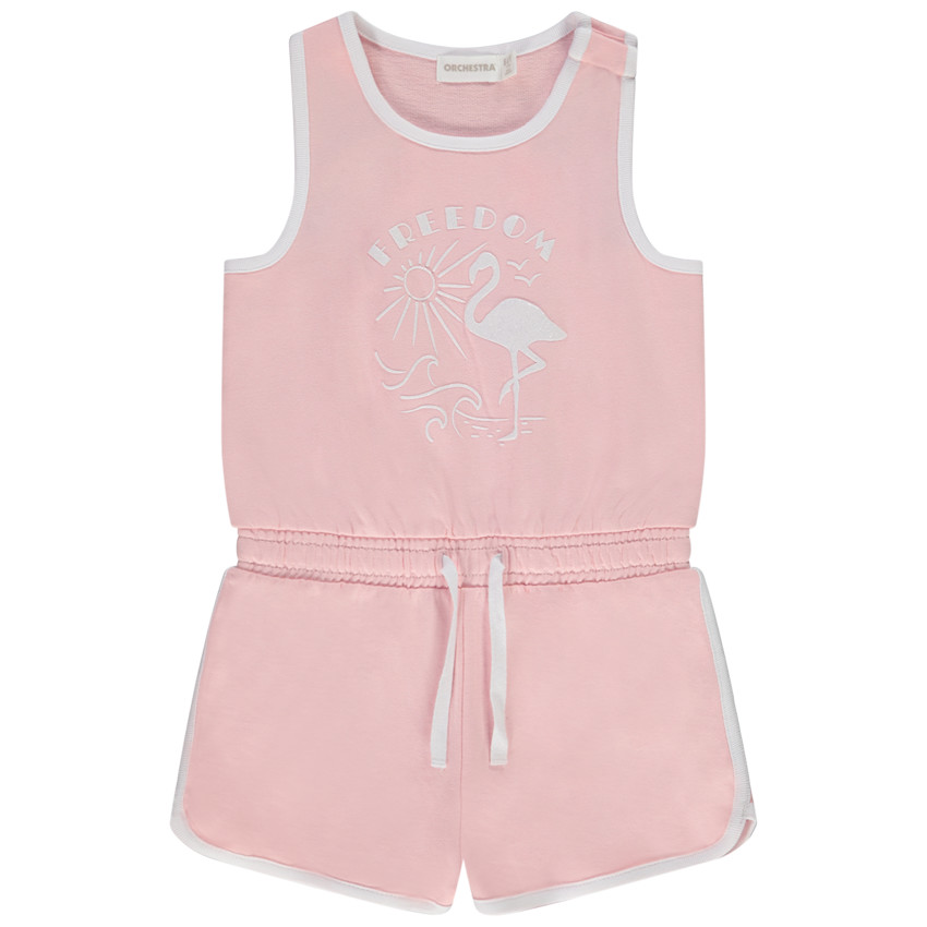Combishort sans manches puff print flamand rose pour fille 