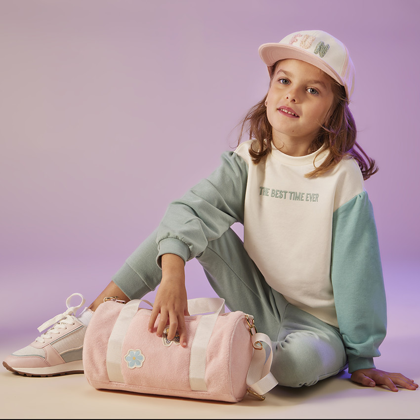 Sweat effet color block avec broderie pour fille 