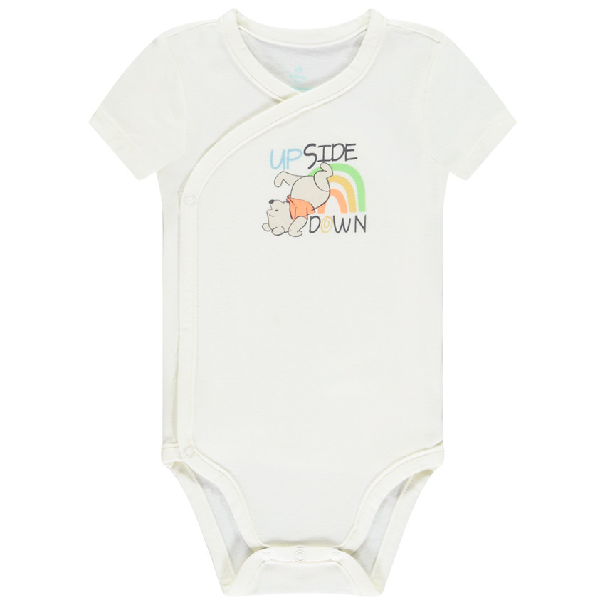 Lot de 3 bodies manches courtes Winnie l'Ourson Disney pour bébé garçon avec ouvertures différentes selon l'âge 