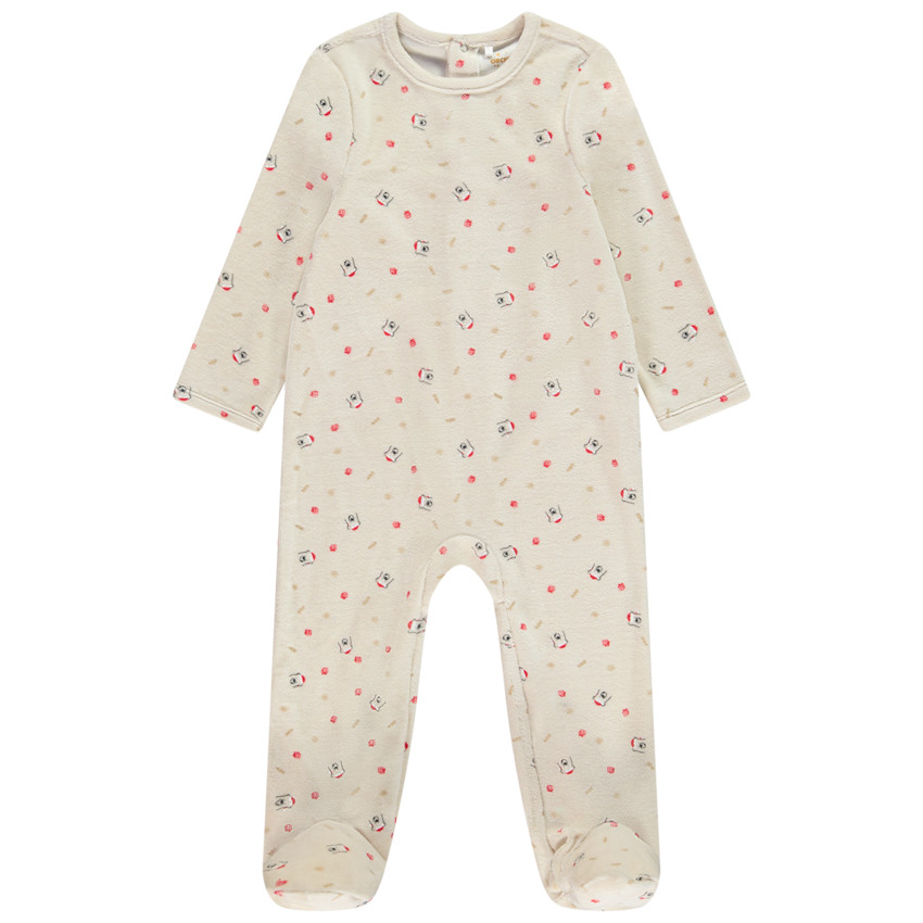 Dors-bien en velours imprimé Noël pour bébé avec ouvertures différentes selon l'âge 