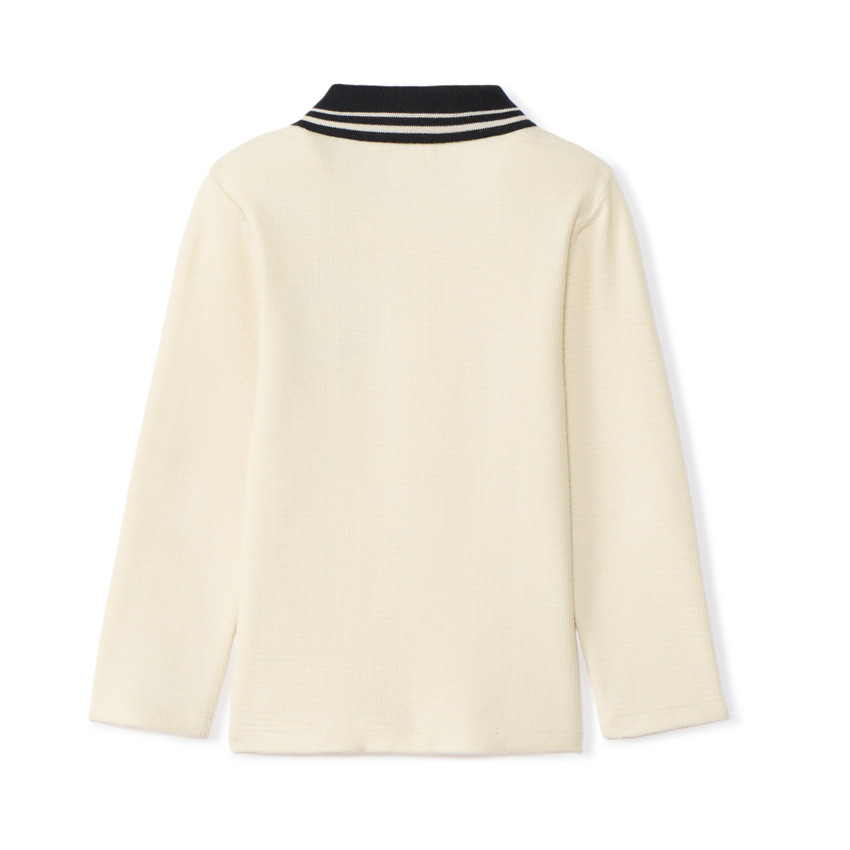 Poloshirt met lange mouwen en basketbalborduursel voor babyjongens 