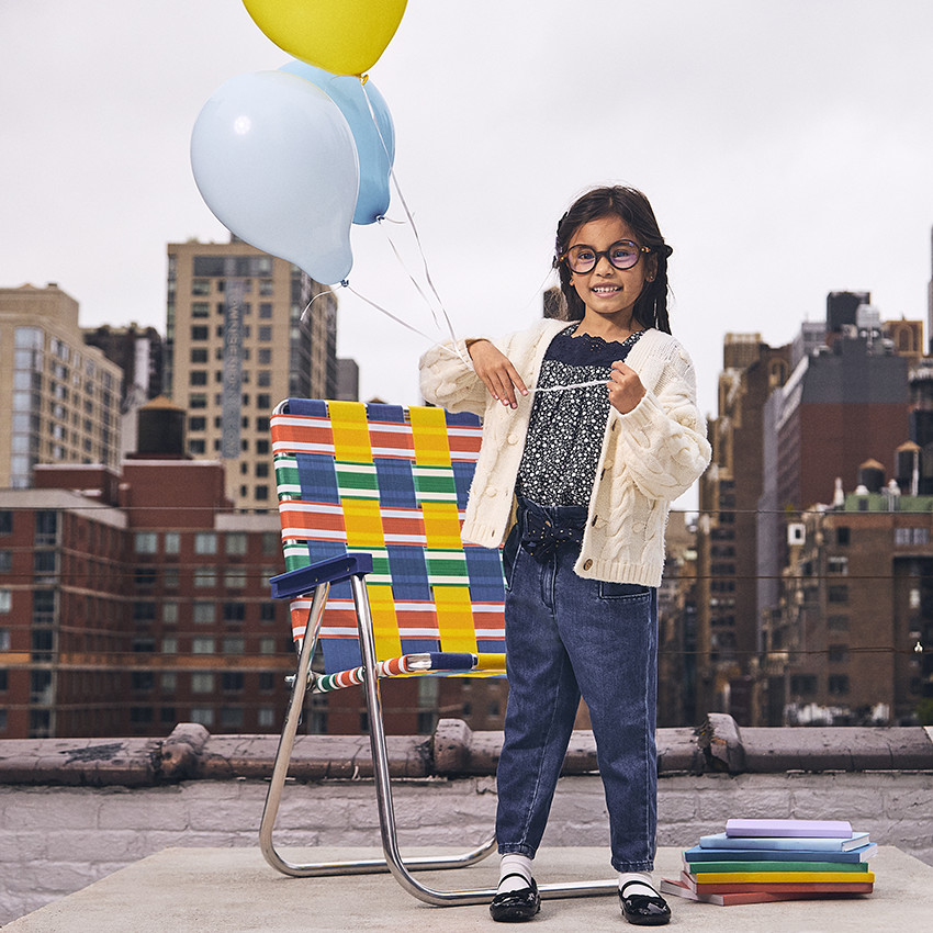 Gilet manches longues uni en tricot point de riz torsadé pour fille 