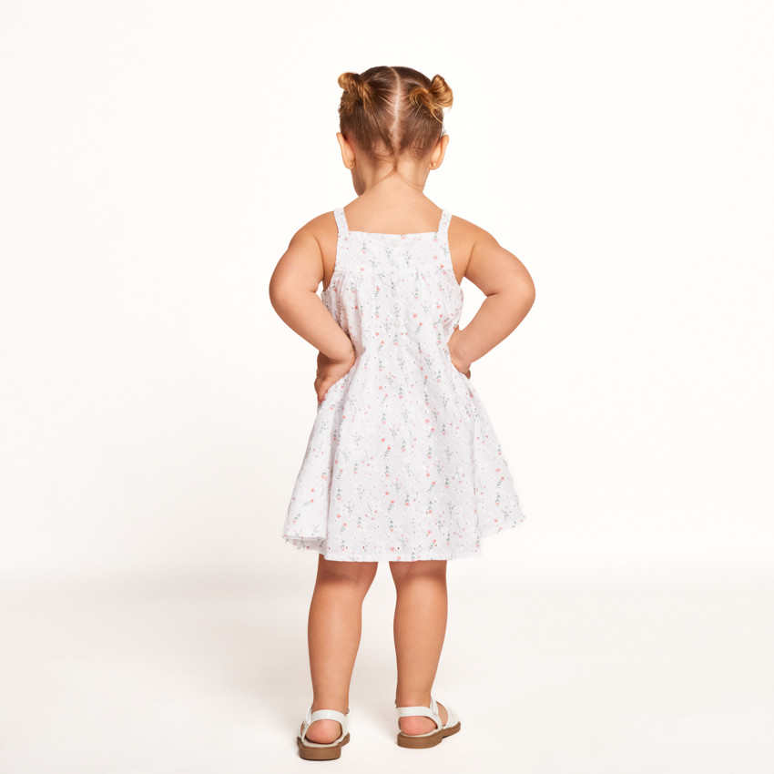 Jurk met bloemenprint en broderie voor baby meisje 