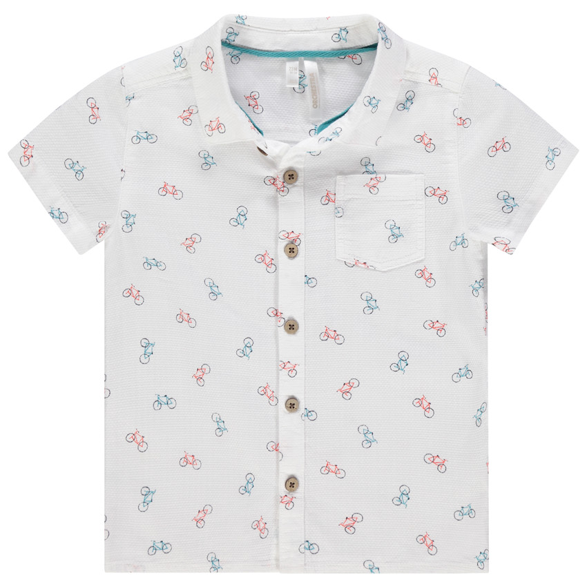 Korte mouwen chemise met fietsprint voor baby jongen 