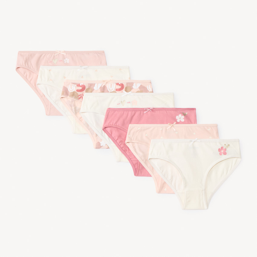Set van 7 onderbroeken met hart- en bloemenmotieven voor meisjes 