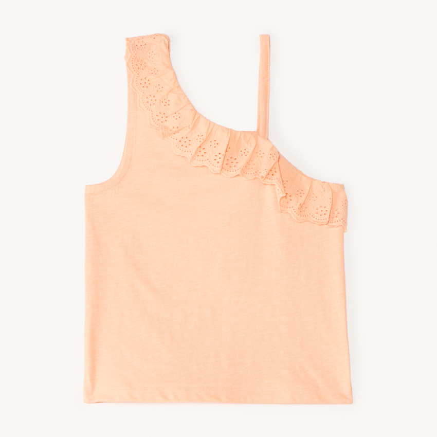 Débardeur à bretelles asymétriques et broderie anglaise pour fille 
