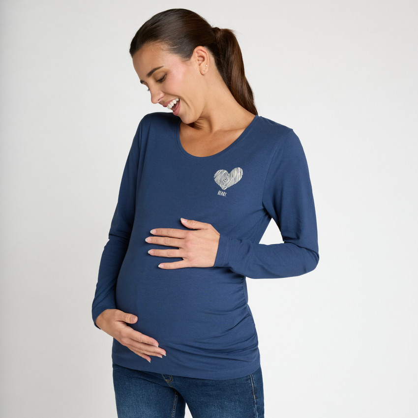 T-shirt met lange mouwen voor zwangerschap met hartprint 
