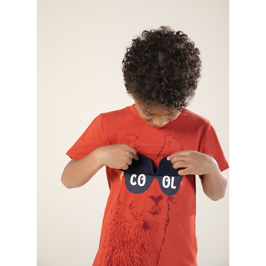 T-shirt manches courtes print lama à lunettes mobiles 