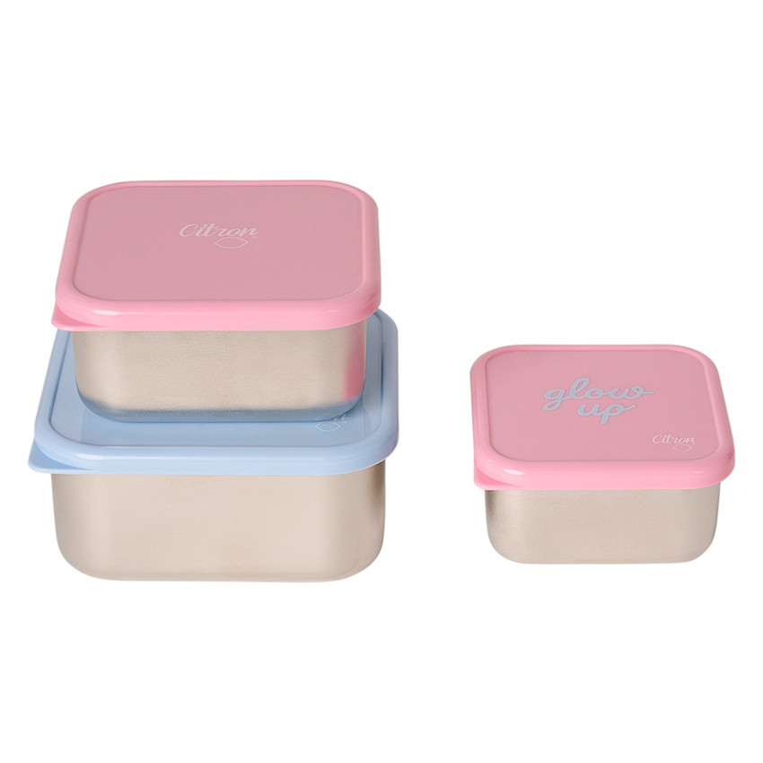 Lunchbox inox empilable 3PCS Pink/Blue Glowup 
