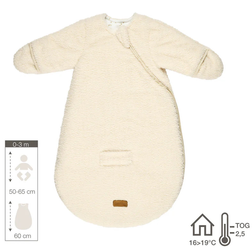 Slaapzak afneembare mouwen met wantjes - Teddy - Ecru - 60cm  