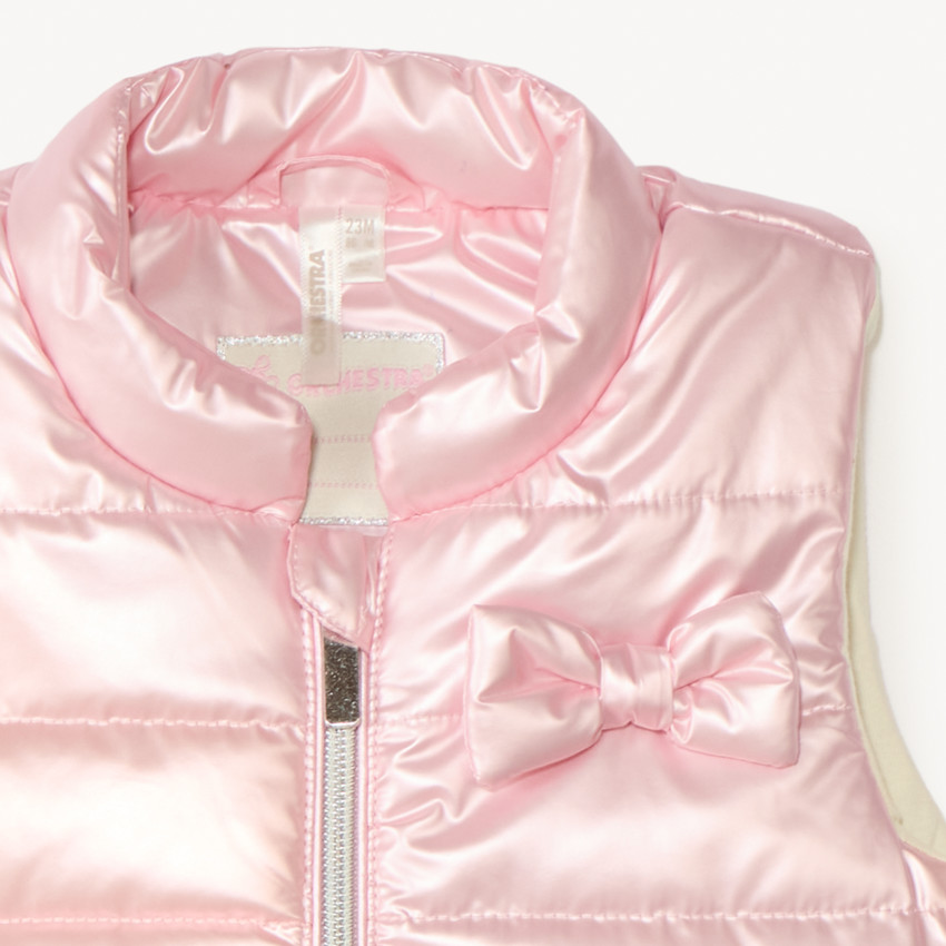 Mouwloze metallic look donsjas voor meisjes van baby. 