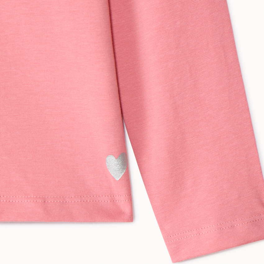 Set van 3 t-shirts met lange mouwen en glanzend hart voor meisjes 