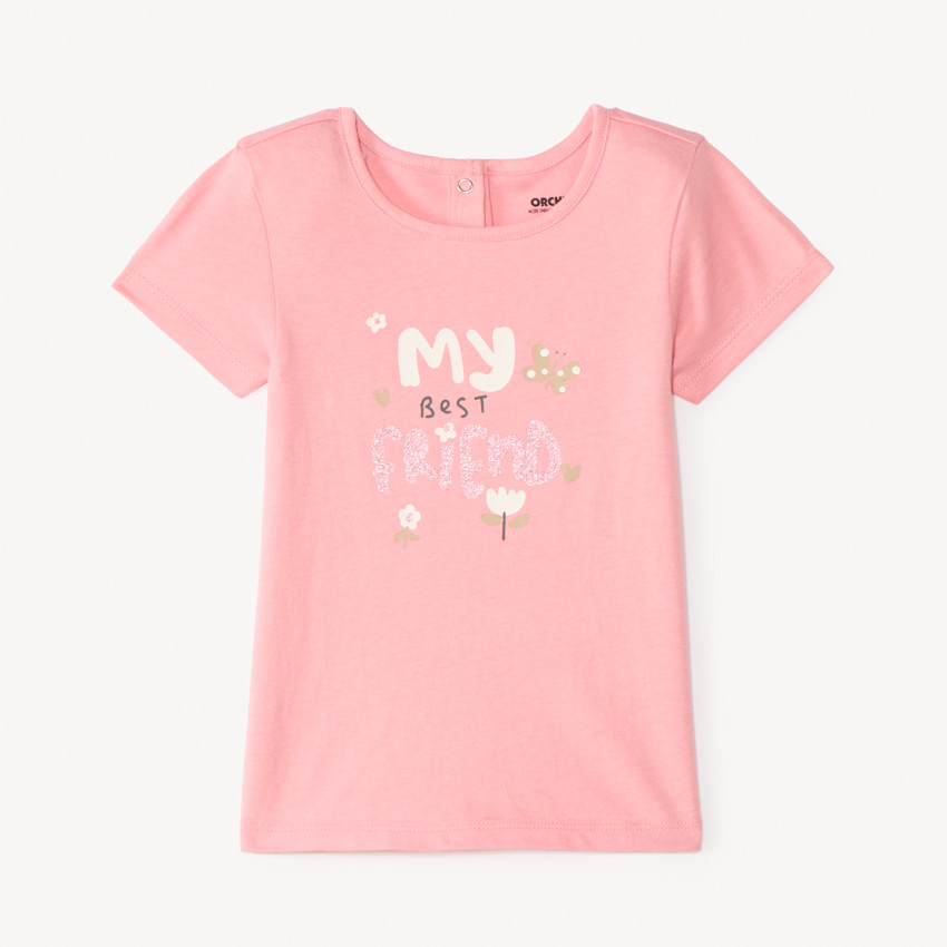 T-shirt manches courtes print pailleté fantaisie pour bébé fille 