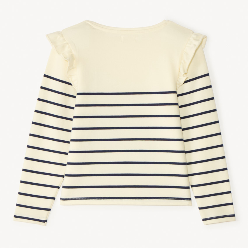 Fleece gestreept shirt met geborduurd hart voor meisjes 