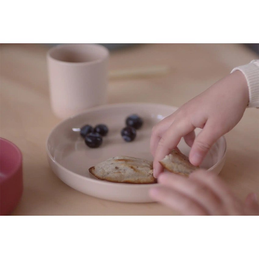 Set de 2 assiettes Tiny Bioplastique – Beige/Rouge 