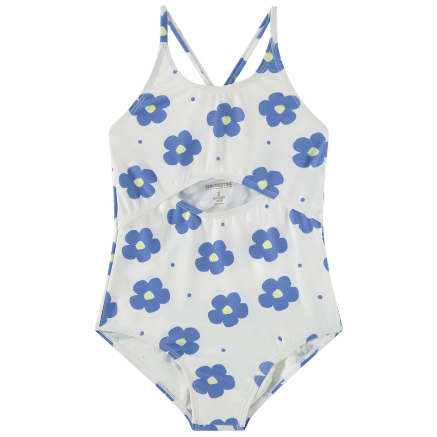 Maillot de bain 1 pièce ajouré et imprimé fleurs pour fille 