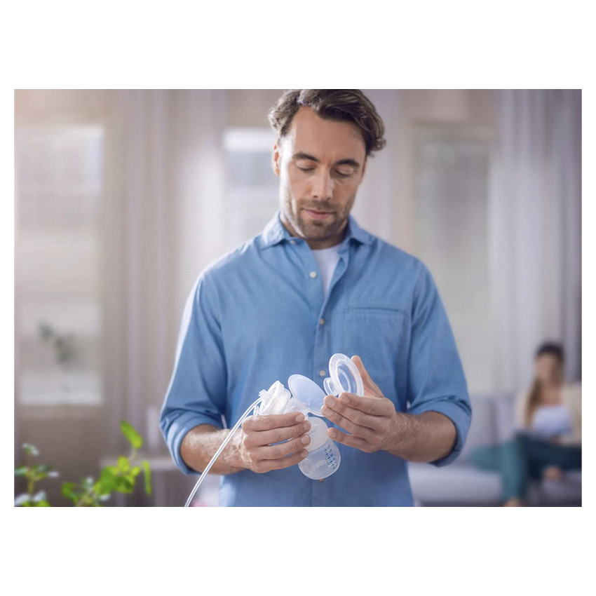 Tire-lait électrique double SCF398/11 Rechargable - Blanc 