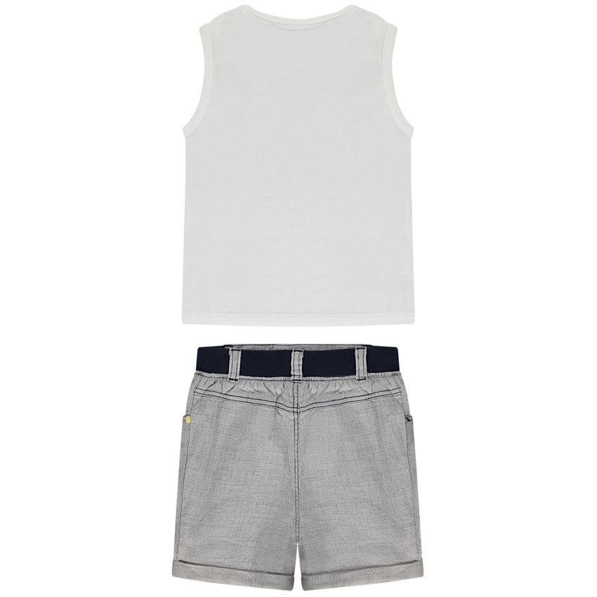 Ensemble court 2 pièces à micro carreaux pour bébé garçon 