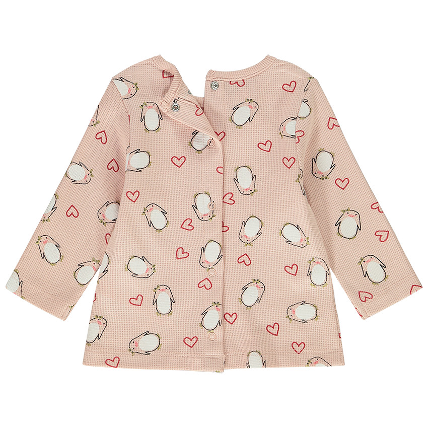 Pyjama 2 pièces imprimé pingouins et coeurs pour bébé fille 