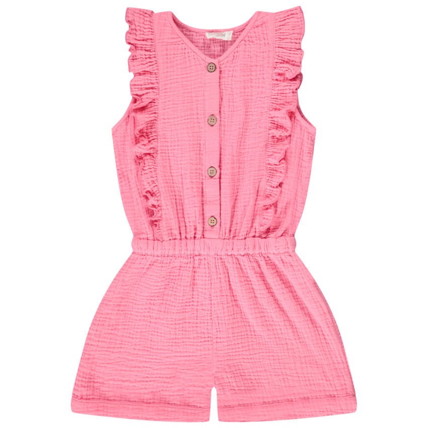 Combishort volantée en double gaze uni pour fille 