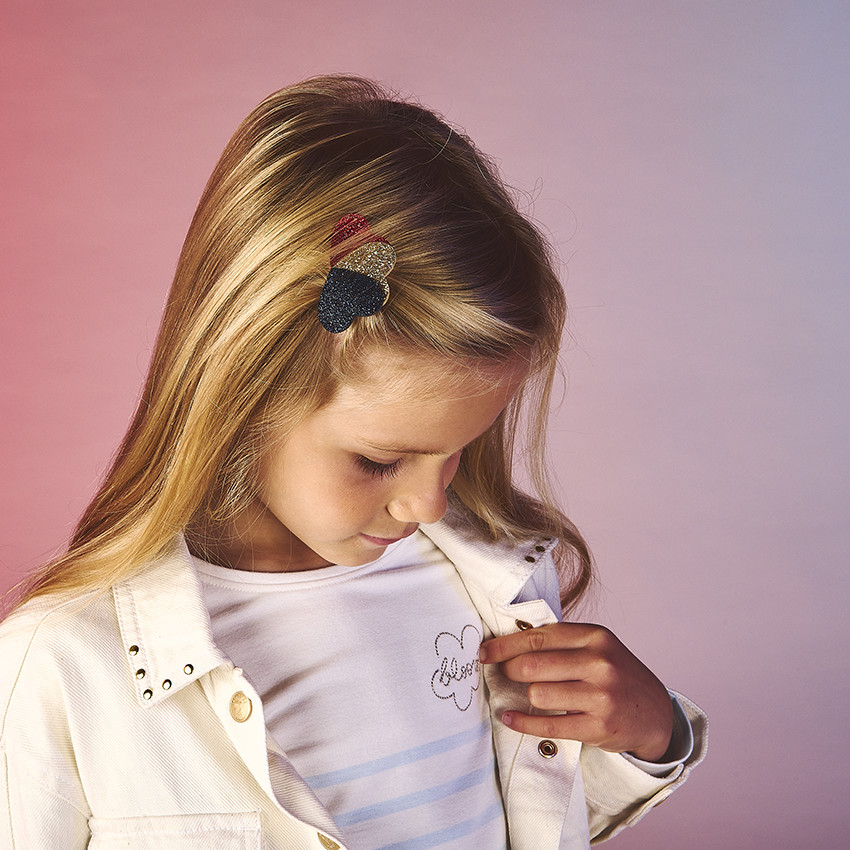 T-shirt manches longues marinière fantaisie pour fille  