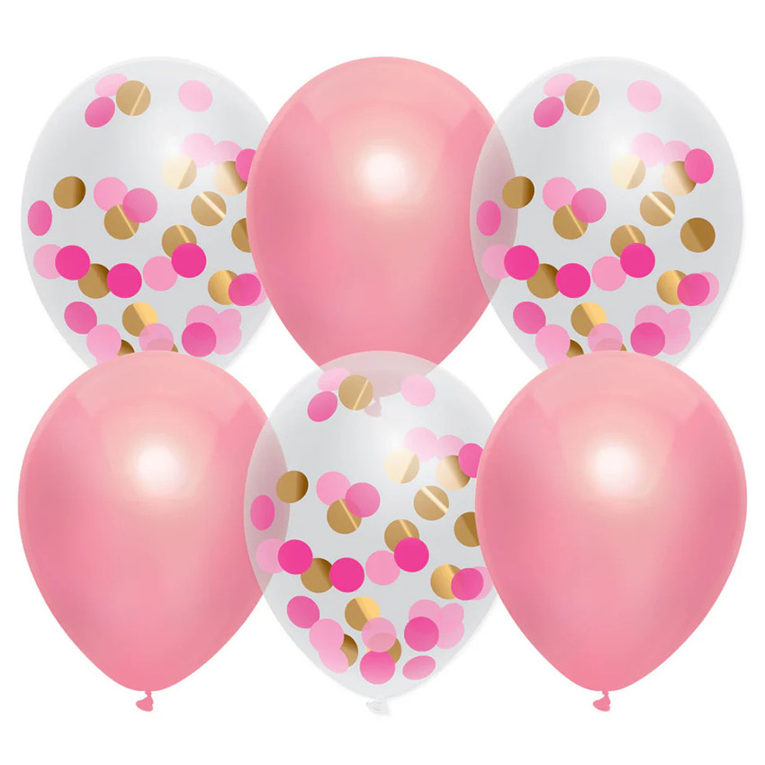 Set de 6 Ballons de Fête Princess Pink & Confetti 
